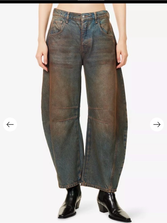 Free People Denim - Free People Good Luck Mid-Rise Barrel-Leg Denim Jeans Lost In the Dessert 27 NWT